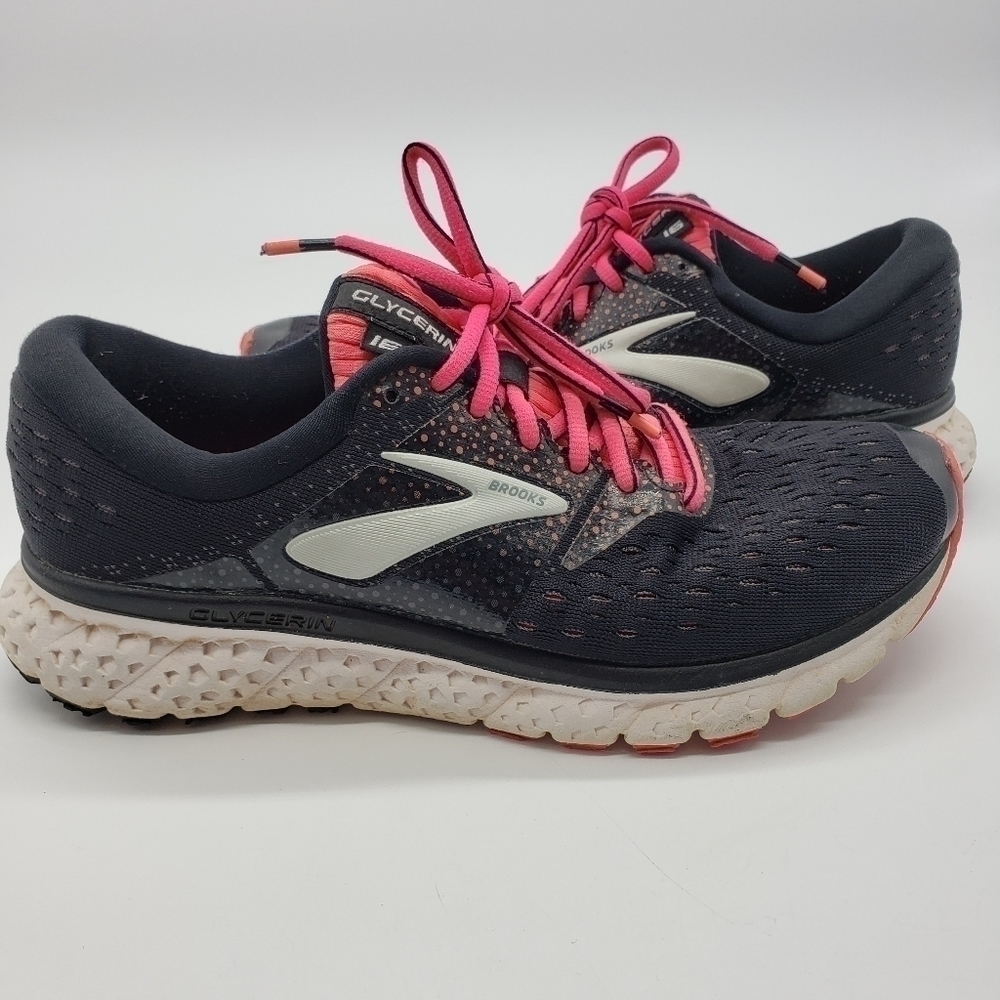 𝅺brooks women US 8 Glycerin 16 Black Pink lace up athletic sneakers 1202781